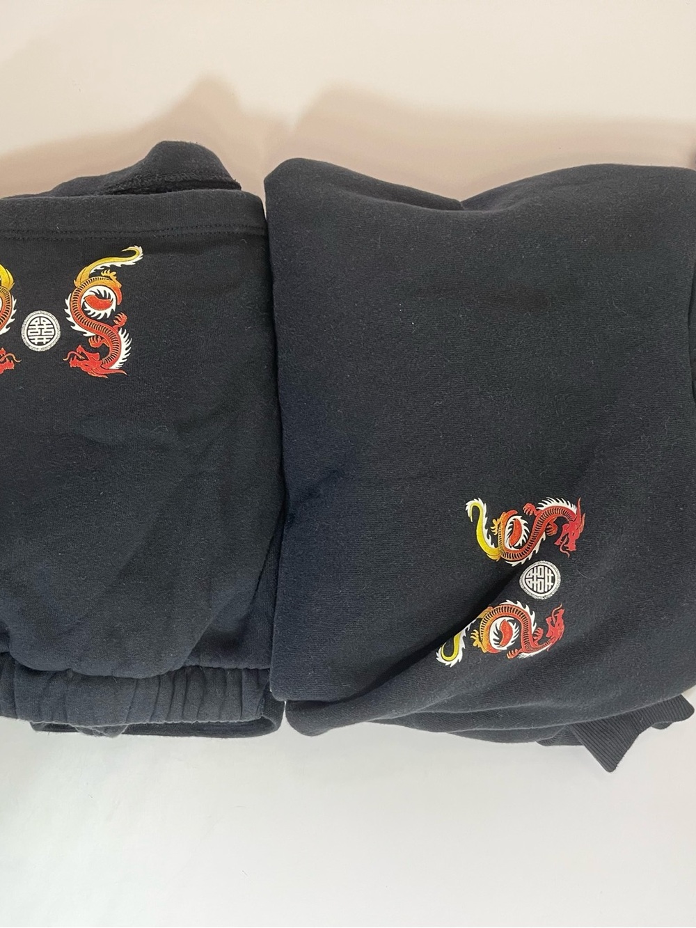 Urban Nation Fearless Dragon Graphic Blk Hoodie Sweatshirt & Shorts Set Sz Lg
